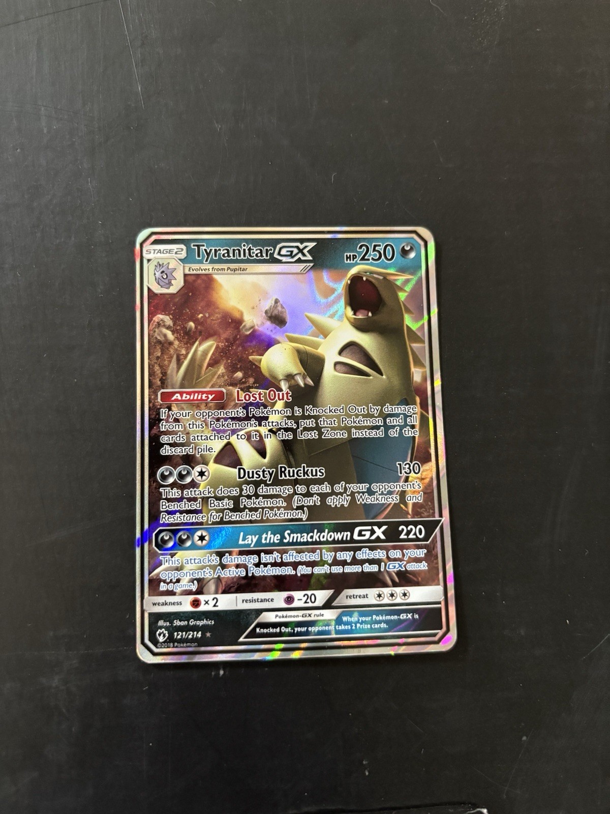 Pokemon Tyranitar GX Ultra Rare S&M Lost Thunder 121/214 NM