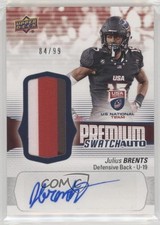 2018 Upper Deck USA Football U19 Premium Swatch 84/99 Julius Brents Auto 0jd0