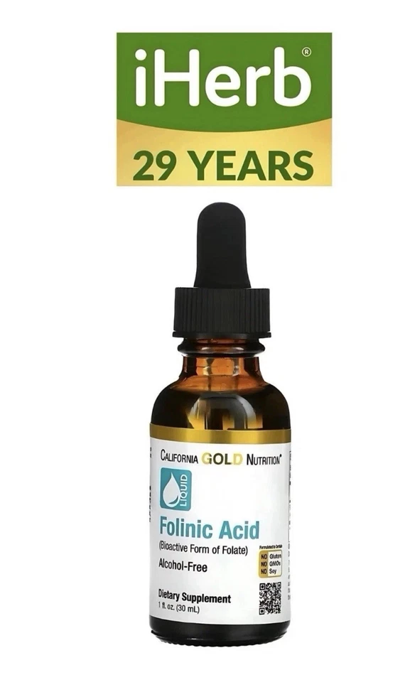 California Gold Nutrition Folinic Acid, Alcohol Free, 1 fl oz (30 ml) Iherb