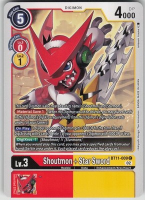 Digimon TCG Shoutmon + Star Sword Common Dimensional Phase BT11-009 C