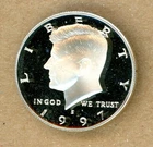 1997 S Kennedy Half Dollar Choice Proof 90% Silver 50c US Coin