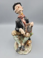 Vintage Old Man figure Hat Music Box figurine Dog 8” Antonio Benni 44/35