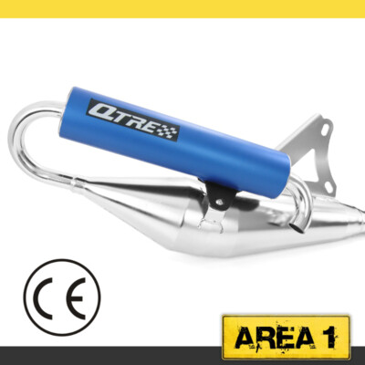 Sport Auspuff Tecnigas Q-Tre chrom MBK Stunt 50, Yamaha Slider 50 (Blau/50ccm)
