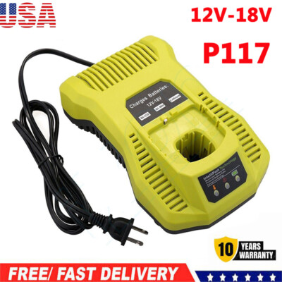 P117 Battery Charger For RYOBI One+Plus High Capacity 18Volt Lithium-Ion P108 US