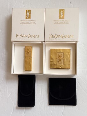 YSL Eves Saint Lauren Exceptional Gold Lipstick & Matching Powder Compact