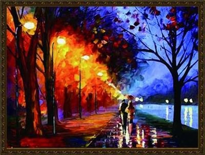 Walking In The Rain Paint By Number Kit 50 X 40cm Diy Oil Painting