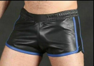 100 % echte Nappa Schaffleder Shorts weich bequem blau Rohr Boxer Stil