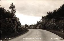 US 41 Highway Negaunee MI RPPC Real Photo Postcard 1930s-40s