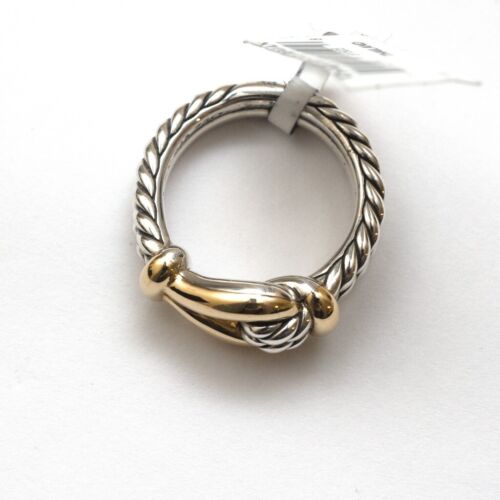 New DAVID YURMAN Ladies 9mm Thoroughbred Loop Pinky Ring 925 18K Gold Size 6 - Picture 7 of 9