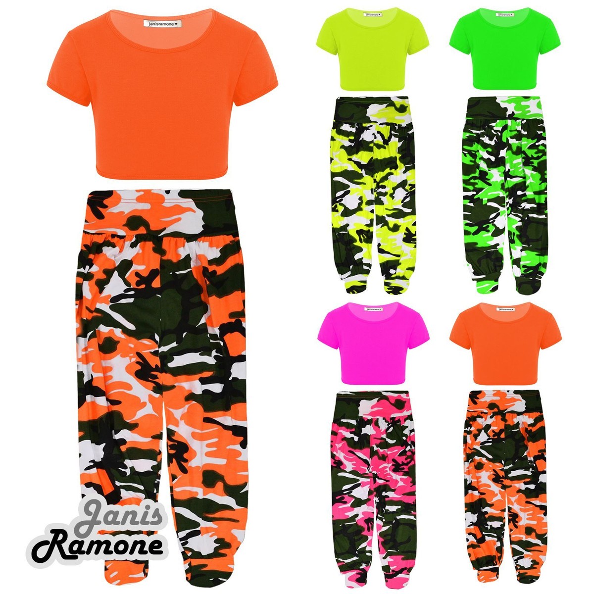Crop Top Army Fatigue Pants For Girls Girls Kids Neon Crop Top Army Camo  Print Alibaba Leggings Pcs Co-ord Dance Set