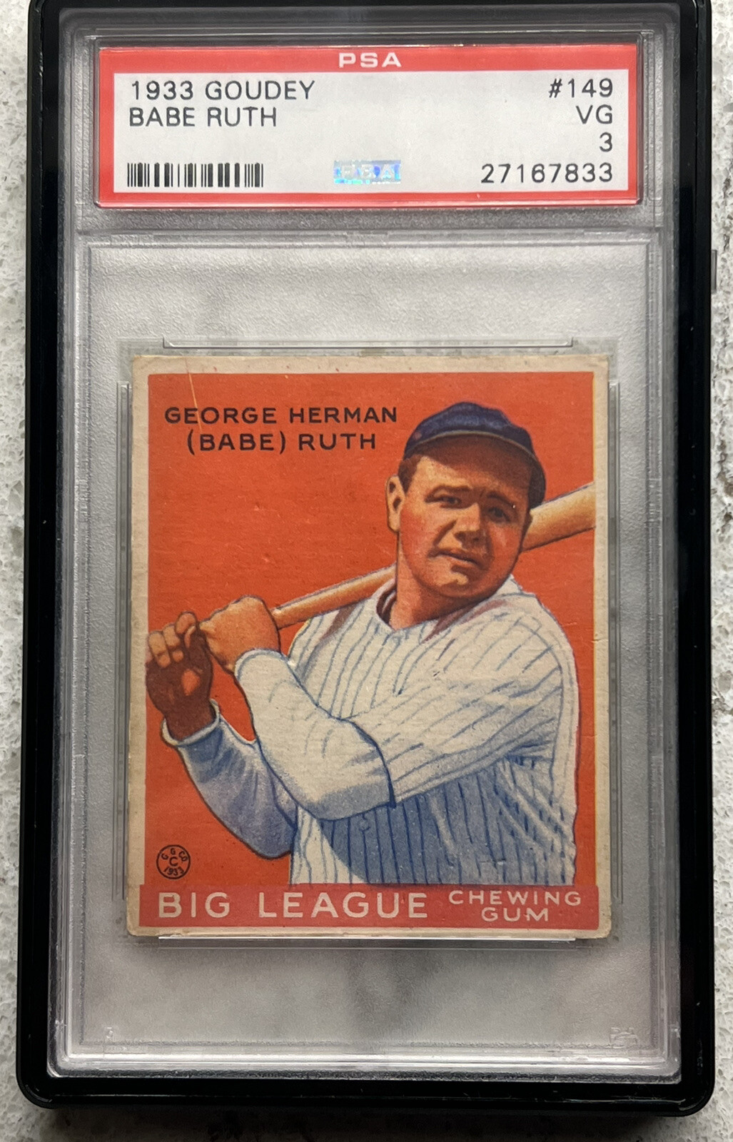 Babe (George Herman) Ruth - 1933 Goudey #149 PSA 3 VG Icon Centered | eBay