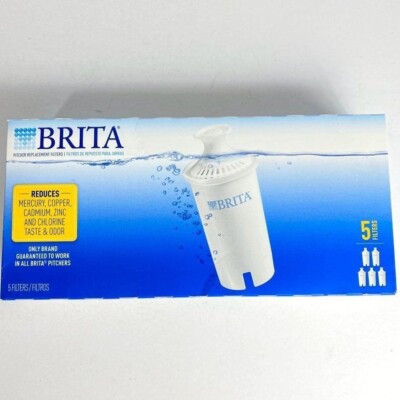Brita Water Pitcher Replacement Filters 5-Pack  Reduces Mercury Copper Cadmium Z
