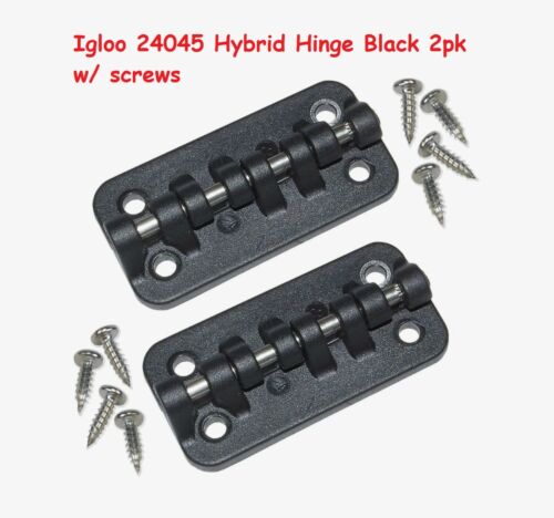 IGLOO HYBRID STAINLESS PLASTIC BLACK HINGE 2 PK KIT SCREWS CARDED COOLER LATCH - Afbeelding 1 van 3