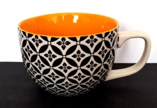 Dowan Coffee Mug 24 oz Large Porcelain Jumbo Soup Mug With Handle Black orange