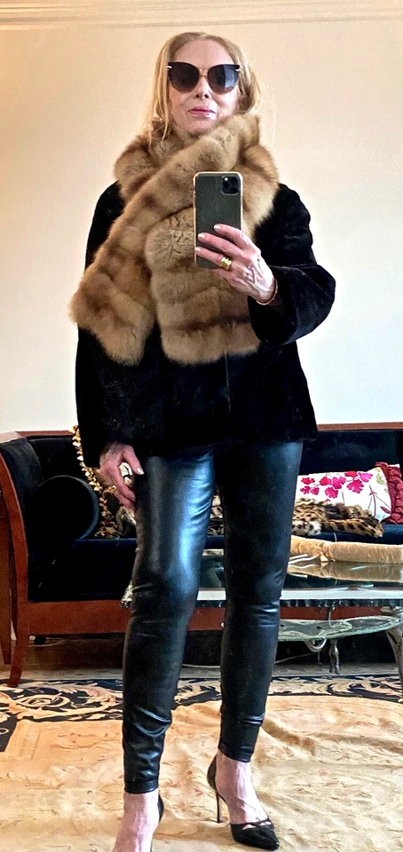 J. MENDEL GOLDEN RUSSIAN SABLE FUR DOUBLE-SIDED COLLAR SNOOD STOLE COAT JACKET - Image 4 of 4