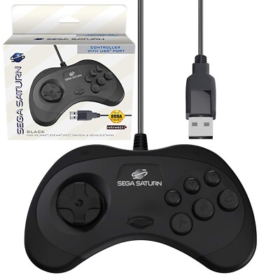 Retro-Bit Official Sega Saturn USB Controller Pad (Model 2) for Sega Genesis ...