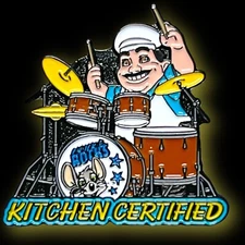 🌟RARE Chuck E Cheese Kitchen Certified Pasqually Drums Employee Exclusive Pin🌟