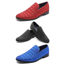 Men's Vintage Rhinestone Designer Classic Smoking Dress Tuxedo Loafers Shoes