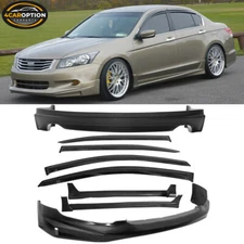 Fits 08-10 Accord 4Dr Mugen PU Front Rear Bumper Lip Side Skirt + Window Visor