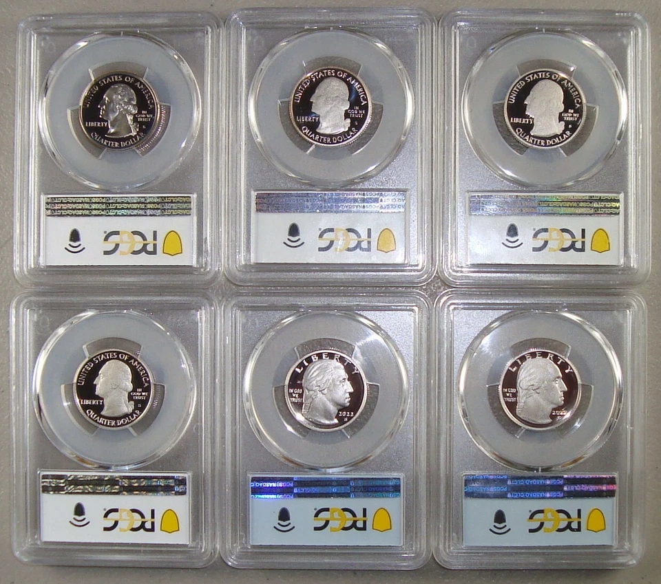 Lot of (6) 1999-2022 Proof Clad Quarters PCGS PR69DCAM - State, ATB & Women - Image 2 of 3