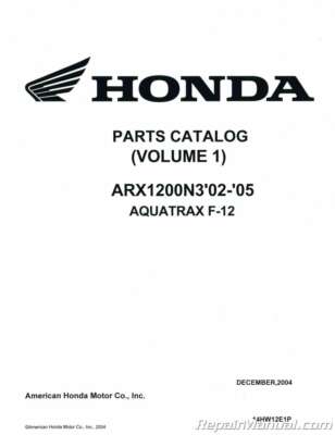 Parts Manual Honda Arx1200n3 2002 2005 Aquatrax F 12 Volume 1 14hw12e1p Ebay