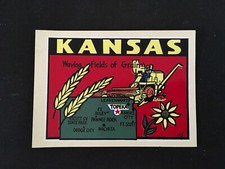 1950  s KANSAS TRAVEL SOUVENIR VINTAGE WATER DECAL RARE