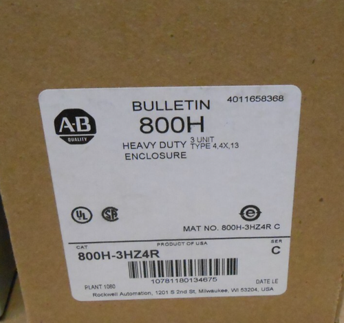 ALLEN BRADLEY 800H-3HZ4R HEAVY DUTY PUSHBUTTON ENCLOSURE 3-HOLE 30MM (4 AVAIL) - Picture 5 of 5