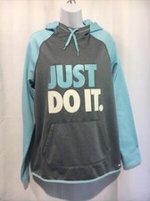 Nike Just Do It. Therma-Fit Hoodie Womens Size L Hooded Sweatshirt Pullover Blue
