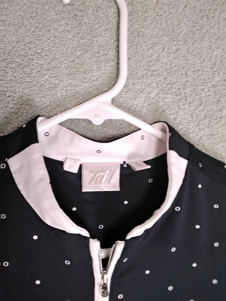 Camiseta sin mangas de golf Tail Tech para mujer talla S negra blanca lunares sin mangas cremallera Foto 3 de 4