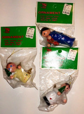 Vintage Christmas Trim-A-Tree Wooden Ornaments Set Of 3 NIP