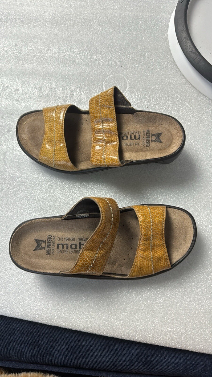 Mephisto Mobils Slide Women's EU 36  US 5.5 Tan Leather Sandals comfort Wedge