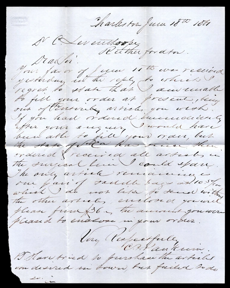 US 1861 CONFEDERATE CIVIL WAR STAMPLESS COVER WITH CONFEDERATE "PAID 5" CENTS - Image 3 of 3