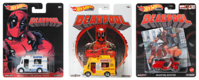 Deadpool Set Marvel Retro Entertainment 3 Modelle 1:64 Hot Wheels DMC55