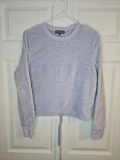Almost Famous Fuzzy Sweater Peace Sign Light Purple Womens Size M Medium