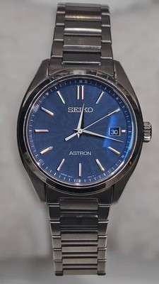 Seiko Astron Origin SBXY031 Titanium Solar Radio Blue Dial Men's Watch W/ Box