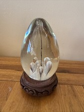 Vtg Silver Tree Of Life Paperweight Glass Sculpture Hand blown Art Item 60-80s