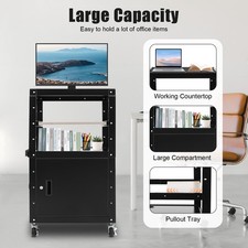 AV Cart Media Cart With Power Cord Management Pullout Tray Height Adjustable