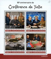 WWII YALTA CONFERENCE Churchill/Roosevelt/Stalin Stamp Sheet 2025 Central Africa