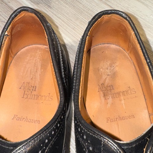 Allen Edmonds Fairhaven Black Wingtip Brogue Oxford Mens Sz 8.5 D - Picture 9 of 10