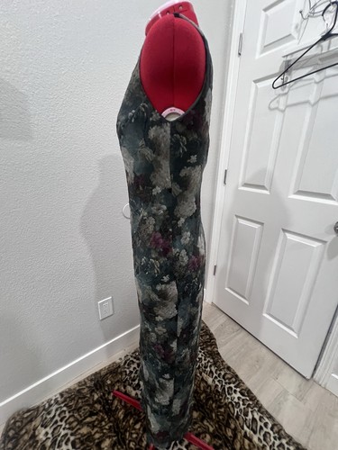 All That Jazz Vintage schwarz Blumen ärmellos Maxikleid 5/6 USA - Bild 2 von 8