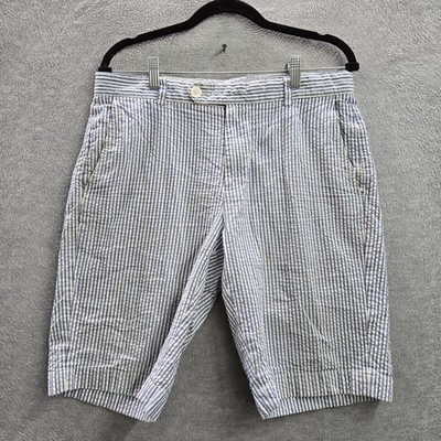 Brooks Brothers Men Shorts W32 Blue Striped Bermuda Button 9'' Inseam