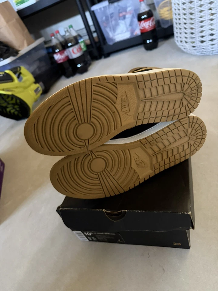 Nike Air Jordan 1 Retro Alto Melo Negro Dorado 332550-026 Hombres Zapatos Tenis 10.5 Foto 3 de 4