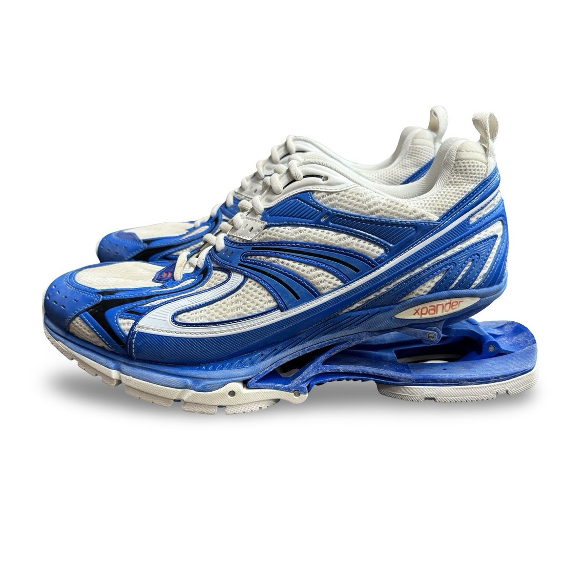 Balenciaga X-Pander Distressed Sneaker. White blue. Mens Size 12