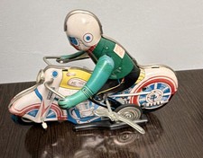 Tin Wind-Up Toy Motorcycle w/ Rider MS-702 Made in China Age 8-11 Years