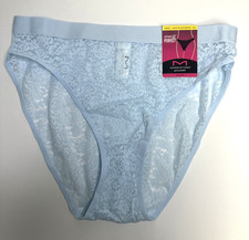Maidenform Pure Comfort Stretch Lace Hi-Leg Bikini Panties M/6 Light Blue