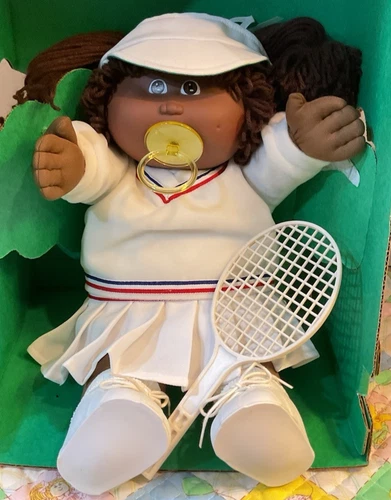 Vtg 1985 Cabbage Patch Kids (AA) Girl Doll HM 6, Dimples Tennis Outfit