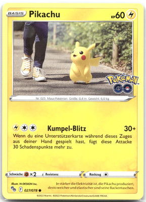 Pokemon Pikachu 027/78   Pokémon GO - Karte Deutsch NM