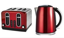 New Design Fast Boil Metallic Red Kettle and Toaster  Kitchen Set. 