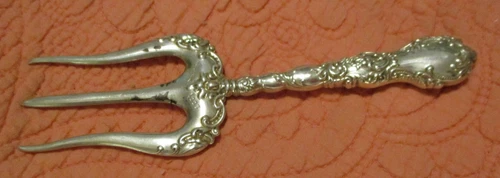 Antique Ornate Sterling Silver Bread or Toast Fork Gorham ca 1880-1900