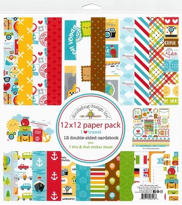 DOODLEBUG DESIGN INC. 6418 I Heart Travel Paper 12X12 Pack